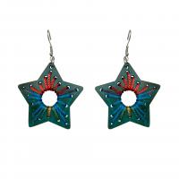 Wood Drop Earring Star fashion jewelry & for woman Sold By Pair