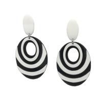 Boucle d'oreille bijoux acrylique, bijoux de mode & styles différents pour le choix & pour femme, blanc et noir, 82x41mm, Vendu par paire