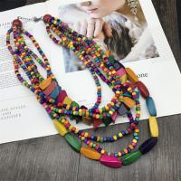 Wooden Necklace, Wood, with 2.36inch extender chain, stoving varnish, fashion jewelry & multilayer & for woman, more colors for choice, Length:Approx 30.71 Inch, Sold By PC