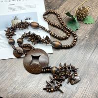 Wooden Necklace, Wood, fashion jewelry & Unisex & different styles for choice, brown, Length:Approx 33.46 Inch, Sold By PC