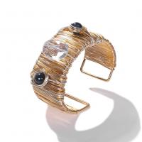 Bijoux de bracelet en alliage de zinc, avec verre, Placage, bijoux de mode & pour femme, plus de couleurs à choisir, 153x36mm, Vendu par PC