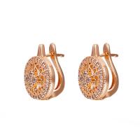 Cubic Zirconia Micro Pave Brass Earring, plated, fashion jewelry & micro pave cubic zirconia & for woman, more colors for choice, 14mm, Sold By Pair