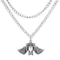 Multi Layer Necklace Zinc Alloy Bat polished Double Layer & fashion jewelry & for woman silver color Length 36.5 cm Sold By PC