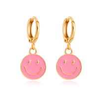 Zinc Alloy Drop Earrings Smiling Face gold color plated fashion jewelry & for woman & enamel Sold By Pair