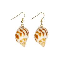 Zinc Alloy Drop Earrings with Trumpet Shell gold color plated fashion jewelry & for woman Sold By Pair