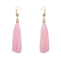 Fashion Fringe Earrings, Tibetan Style, with Polyester Yarns, gold color plated, fashion jewelry & for woman, more colors for choice, 140x25mm, Sold By Pair