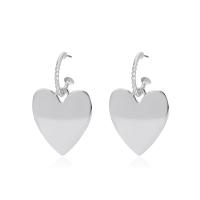 Zinc Alloy Drop Earrings Heart silver color plated fashion jewelry & for woman silver color Sold By Pair
