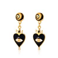 Zinc Alloy Drop Earrings Heart gold color plated fashion jewelry & evil eye pattern & for woman & enamel Sold By Pair