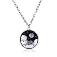 Tibetan Style Jewelry Necklace, with 4.8cm extender chain, Round, plated, fashion jewelry & for woman & enamel & with rhinestone, more colors for choice, Length:53.8 cm, Sold By PC