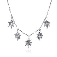 Tibetan Style Jewelry Necklace, with 5cm extender chain, Leaf, silver color plated, fashion jewelry & for woman, silver color, Length:38.8 cm, Sold By PC