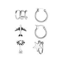 Tibetan Style Drop Earrings, silver color plated, 6 pieces & fashion jewelry & for woman, silver color, Sold By Set