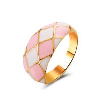 Cink Alloy Finger Ring, zlatna boja pozlaćen, modni nakit & za žene & emajl, više boja za izbor, 20x17mm, Prodano By PC