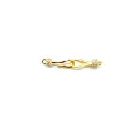 Brass Jewelry Clasps, 18K gold plated, DIY & micro pave cubic zirconia, golden, 33x6mm, Sold By PC