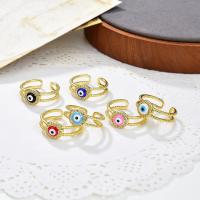 Evil Eye Smykker Finger Ring, Messing, med Cubic Zirconia, guldfarve belagt, mode smykker & for kvinde & emalje, flere farver til valg, nikkel, bly & cadmium fri, Indvendig diameter:Ca. 18mm, Ca. 10pc'er/Bag, Solgt af Bag