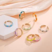 Evil Eye Smykker Finger Ring, Messing, guldfarve belagt, Justerbar & mode smykker & for kvinde & emalje, flere farver til valg, nikkel, bly & cadmium fri, 22mm, Indvendig diameter:Ca. 17mm, Solgt af PC