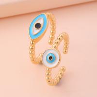 Evil Eye Jewelry Finger Ring Brass gold color plated Adjustable & fashion jewelry & for woman & enamel nickel lead & cadmium free Inner Approx 18mm Sold By PC