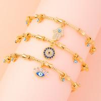 Evil Eye Jewelry Bracelet, Brass, with Cubic Zirconia, gold color plated, different designs for choice & for woman, more colors for choice, nickel, lead & cadmium free, Inner Diameter:Approx 60mm, Sold By PC