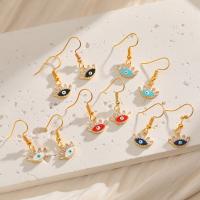 Evil Eye Earrings, Brass, with Cubic Zirconia, gold color plated, fashion jewelry & for woman & enamel, more colors for choice, nickel, lead & cadmium free, Approx 2Pairs/Bag, Sold By Bag