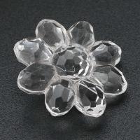 Akryl Shank Button, Flower, du kan DIY, klar, 21.50x21x9.50mm, Hole:Ca. 2mm, Solgt af Bag