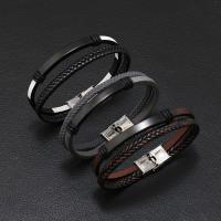 PU Leather Cord Bracelets with 304 Stainless Steel fashion jewelry & Unisex Length Approx 21-22 cm Sold By PC