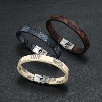 Bracelets cordon PU, cuir PU, avec Acier inoxydable 304, bijoux de mode & pour homme, plus de couleurs à choisir, Longueur:Environ 21-22 cm, Vendu par PC