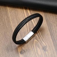 PU Leather Cord Bracelets with Zinc Alloy fashion jewelry & for man Length Approx 21-22 cm Sold By PC