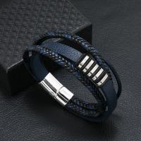 Leather Cord Bracelet with Zinc Alloy fashion jewelry & for man Length Approx 21-22 cm Sold By PC