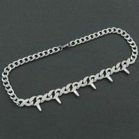 Zinklegierung Schmuck Halskette, Modeschmuck & für Frau & mit Strass, frei von Nickel, Blei & Kadmium, Länge:ca. 50 cm, verkauft von PC