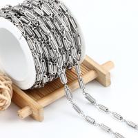 Rustfrit stål smykker kæde, 304 rustfrit stål, elektrolysning, du kan DIY, oprindelige farve, 4x13mm, Solgt af m
