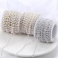 Stainless Steel Jewelry Chain 304 Stainless Steel with Plastic Pearl plated DIY Sold By Bag