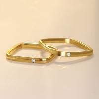 Titanium Steel Finger Ring polished & for woman & with rhinestone golden 2mm Sold By PC