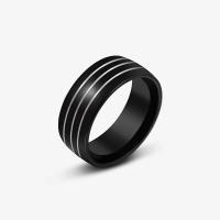 Titantium Steel Finger Ring, Titanium Steel, divat ékszerek & egynemű & különböző méretű a választás, fekete, 8mm, Által értékesített PC