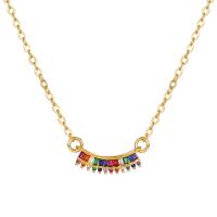 Cubic Zircon Micro Pave Brass Necklace with 7cm extender chain gold color plated fashion jewelry & micro pave cubic zirconia & for woman multi-colored nickel lead & cadmium free 18mm Length 45 cm Sold By PC