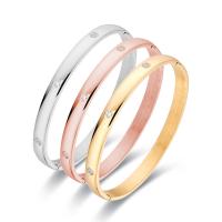 Titanium Steel Bracelet & Bangle, Donut, Vacuum Ion Plating, fashion jewelry & for woman & with rhinestone, more colors for choice, Inner Diameter:Approx 50x60mm, Sold By PC