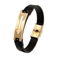 PU Leather Cord Bracelets with 316L Stainless Steel arrowhead Vacuum Ion Plating & for man Sold By PC