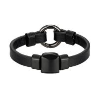 PU Leather Cord Bracelets with Natural Stone & 316L Stainless Steel Vacuum Ion Plating & for man Sold By PC