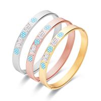 Titanium stål armbånd, Donut, mode smykker & for kvinde & emalje & med rhinestone, flere farver til valg, 8mm, Indvendig diameter:Ca. 53x65mm, Solgt af PC