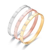 Titanium Steel Bracelet & Bangle, Donut, Vacuum Ion Plating, fashion jewelry & for woman & with rhinestone, more colors for choice, 6mm, Inner Diameter:Approx 50x60mm, Sold By PC