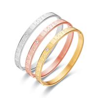 Titanium stål armbånd, Donut, mode smykker & forskellig størrelse for valg & for kvinde & med rhinestone, flere farver til valg, Indvendig diameter:Ca. 50x60mm, Solgt af PC