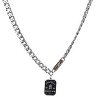 Collier d'acier titane, avec 7.5cm chaînes de rallonge, rectangle, bijoux de mode & pour femme, argent, Longueur:50 cm, Vendu par PC