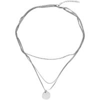 Multi слой ожерелье, титан, с 5cm наполнитель цепи, Плоская круглая форма, три слоя & ювелирные изделия моды & Женский, серебряный, длина:40 см, 45 см, продается PC