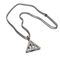 Collar de Acero Titanio, Partículas de acero, Triángulo, Joyería & unisexo, plateado, longitud:68 cm, Vendido por UD