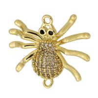 Cubic Zirconia Micro Pave Brass Connector, Spider, real gold plated, micro pave cubic zirconia, gold, 25x21x4.50mm, Hole:Approx 1mm, Sold By PC