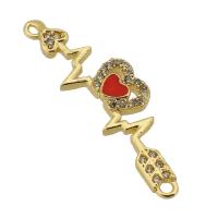 Cubic Zirconia Micro Pave Brass Connector real gold plated micro pave cubic zirconia & enamel gold Approx 1mm Sold By PC