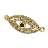 Cubic Zirconia Micro Pave Brass Connector, Eye, real gold plated, micro pave cubic zirconia, gold, 25x10x4mm, Hole:Approx 1mm, Sold By PC
