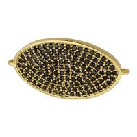 Cubic Zirconia Micro Pave Brass Connector, real gold plated, micro pave cubic zirconia, black, 33x17x2mm, Hole:Approx 1mm, Sold By PC