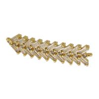 Cubic Zirconia Micro Pave Brass Connector, real gold plated, micro pave cubic zirconia, gold, 38.50x9x4mm, Hole:Approx 0.5mm, Sold By PC