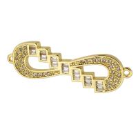Cubic Zirconia Micro Pave Brass Connector, real gold plated, micro pave cubic zirconia, gold, 40x12x3mm, Hole:Approx 1.5mm, Sold By PC