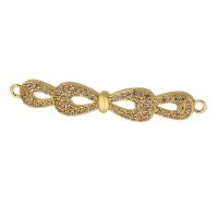 Cubic Zirconia Micro Pave Brass Connector Bowknot real gold plated micro pave cubic zirconia gold Approx 1mm Sold By PC