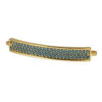 Cubic Zirconia Micro Pave Brass Connector, real gold plated, micro pave cubic zirconia, blue, 36x5x6mm, Hole:Approx 1mm, Sold By PC